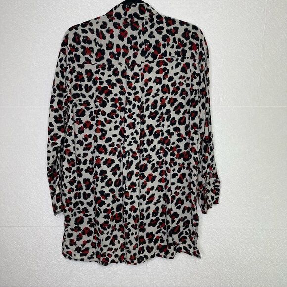 Zara Button Down Leopard Print Blouse XS - Picture 4 of 6